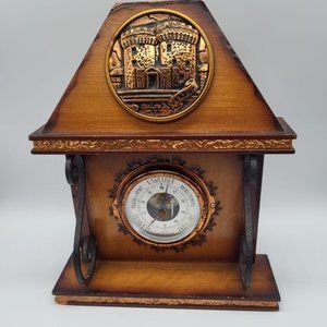 Vintage Verdun France Wood House Barometer 8 1/2" Tall